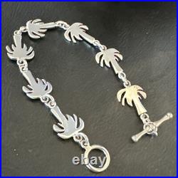 Palm Tree Old Pawn Sterling Silver Link Bracelet 7 18130