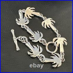 Palm Tree Old Pawn Sterling Silver Link Bracelet 7 18130