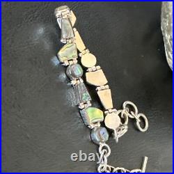 Pava Shell Navajo Old Pawn Sterling Silver Link Bracelet 8 18131