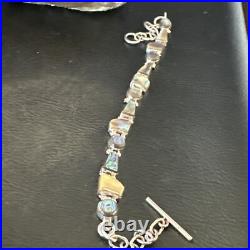 Pava Shell Navajo Old Pawn Sterling Silver Link Bracelet 8 18131