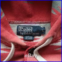 Polo Ralph Lauren Native American Cardigan Hoody Sweatshirt Size L Aztec Vtg