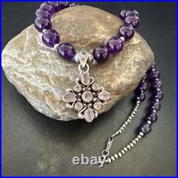 Purple Amethyst Pendant Navajo Sterling Silver Necklace 21 18256 Purple Amethyst Pendant Navajo Sterling Silver Necklace 21 18256