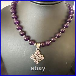Purple Amethyst Pendant Navajo Sterling Silver Necklace 21 18256