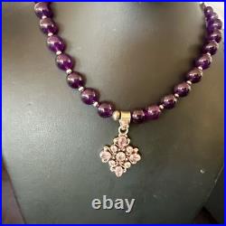 Purple Amethyst Pendant Navajo Sterling Silver Necklace 21 18256