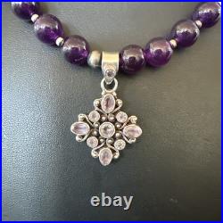 Purple Amethyst Pendant Navajo Sterling Silver Necklace 21 18256