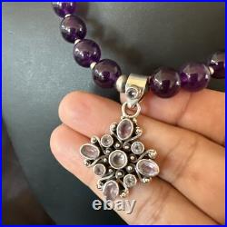 Purple Amethyst Pendant Navajo Sterling Silver Necklace 21 18256