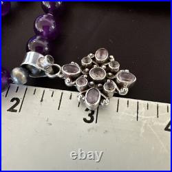 Purple Amethyst Pendant Navajo Sterling Silver Necklace 21 18256