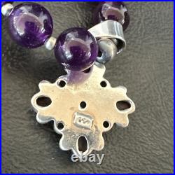 Purple Amethyst Pendant Navajo Sterling Silver Necklace 21 18256