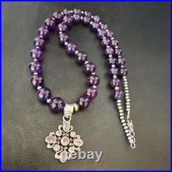 Purple Amethyst Pendant Navajo Sterling Silver Necklace 21 18256 Purple Amethyst Pendant Navajo Sterling Silver Necklace 21 18256
