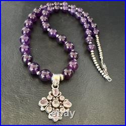 Purple Amethyst Pendant Navajo Sterling Silver Necklace 21 18256