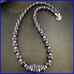 Purple Stone Blue Turquoise Bead Navajo Sterling Silver Necklace 18 17788 Purple Stone Blue Turquoise Bead Navajo Sterling Silver Necklace 18 17788