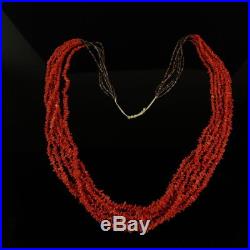 Quality Natural Red Coral bead SIX strand necklace vintage Navajo old pawn