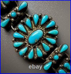 RARE Vintage ZUNI Sterling Silver Petite Point Turquoise Cluster Link Bracelet