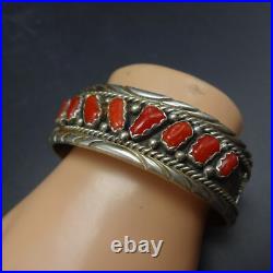 ROY BEGAY Navajo VINTAGE Sterling Silver RED MEDITERRANEAN CORAL Cuff BRACELET