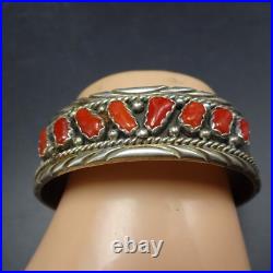 ROY BEGAY Navajo VINTAGE Sterling Silver RED MEDITERRANEAN CORAL Cuff BRACELET