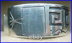 Rare Early Vintage Hopi Native American Sterling Silver Petroglyph Cuff Bracelet