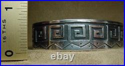 Rare Early Vintage Hopi Native American Sterling Silver Petroglyph Cuff Bracelet