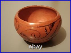 Rare Find Vintage Native American Maricopa Redware Clay Pottery Bowl
