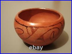 Rare Find Vintage Native American Maricopa Redware Clay Pottery Bowl