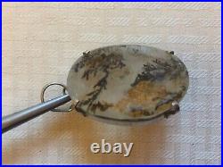 Rare Unique Vtg GiftNative Navajo Sterling Silver Moss Agate PendantFree Ship