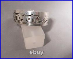 Rare Vintage Hopi Victor Coochwytewa Silver Overlay Cuff Bracelet, Kopavi Shop