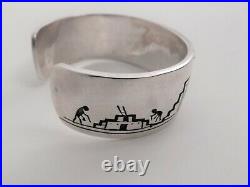 Rare Vintage Hopi Victor Coochwytewa Silver Overlay Cuff Bracelet, Kopavi Shop