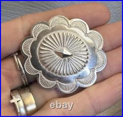 Rare Vintage Native American 925 Sterling Silver Handmade Conch Oval Brooch