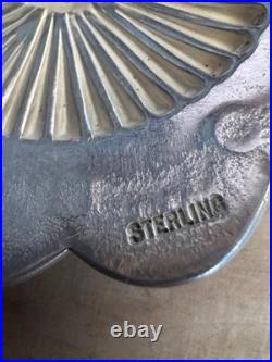 Rare Vintage Native American 925 Sterling Silver Handmade Conch Oval Brooch