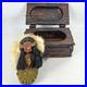 Rare Vintage Native American hand made doll in bunt in wood wooden treasure box