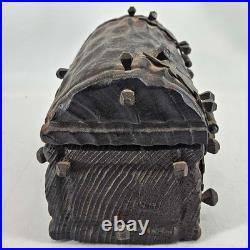 Rare Vintage Native American hand made doll in bunt in wood wooden treasure box