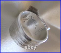 Rare Vintage Navajo Steve Yellowhorse Sterling Silver Ring 10.15g Sz 6 Engraved