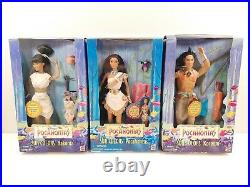 Rare Vtg 1995 Disney's POCAHONTAS SUN COLORS KOCOUM & NAKOMA Set of 3 Dolls NIB