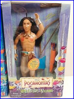 Rare Vtg 1995 Disney's POCAHONTAS SUN COLORS KOCOUM & NAKOMA Set of 3 Dolls NIB