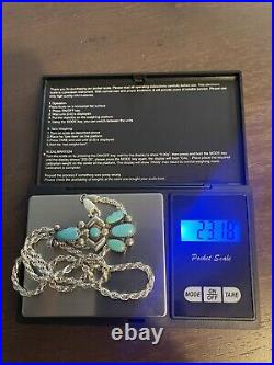 Rare Zuni Vintage Julie O Lahi Turquoise Pedant And Chain 23.1 g