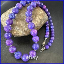 Royal Purple Stone Graduated Bead Navajo Sterling Silver Necklace 21 18076