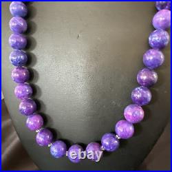 Royal Purple Stone Graduated Bead Navajo Sterling Silver Necklace 21 18076