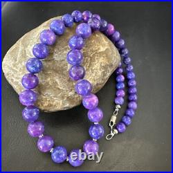 Royal Purple Stone Graduated Bead Navajo Sterling Silver Necklace 21 18076