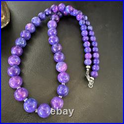 Royal Purple Stone Graduated Bead Navajo Sterling Silver Necklace 21 18076