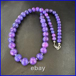 Royal Purple Stone Graduated Bead Navajo Sterling Silver Necklace 21 18076