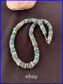 Rustic Turquoise Heishi 9mm Navajo Sterling Silver Bead Necklace 17 00639 Rustic Turquoise Heishi 9mm Navajo Sterling Silver Bead Necklace 17 00639