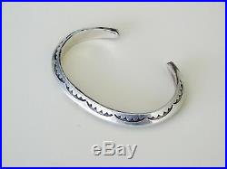 SIGNED AS Native American Navajo STAMPED Sterling Silver Cuff Bracelet VTG