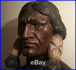 SITTING BULL cigar store indian statue vtg native american tobacco totem humidor
