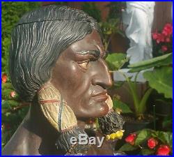 SITTING BULL cigar store indian statue vtg tobacco antique native american sioux