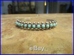 SPLENDID Vintage Navajo Sterling Silver SNAKE EYE Turquoise Row Bracelet
