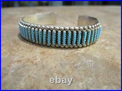SPLENDID Vintage Zuni Sterling Silver NEEDLE POINT Turquoise Row Bracelet