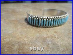 SPLENDID Vintage Zuni Sterling Silver NEEDLE POINT Turquoise Row Bracelet