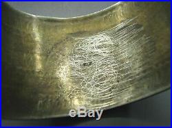 STUNNING Old Pawn VINTAGE STERLING SILVER Wide Cuff Bracelet PATINATED STAMPED