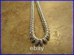 STUNNING Vintage Navajo Graduated Sterling Silver Pearls SAUCER BEAD Necklace