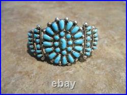 SUPERB Petite Vintage Zuni Sterling PETIT POINT Turquoise Cluster Bracelet