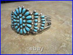 SUPERB Petite Vintage Zuni Sterling PETIT POINT Turquoise Cluster Bracelet